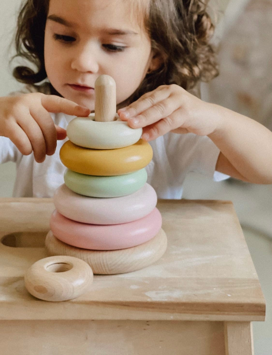 Soft Sherbet Wooden Stacking Toy
