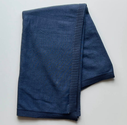Dark Denim Organic Classic Knit Blanket